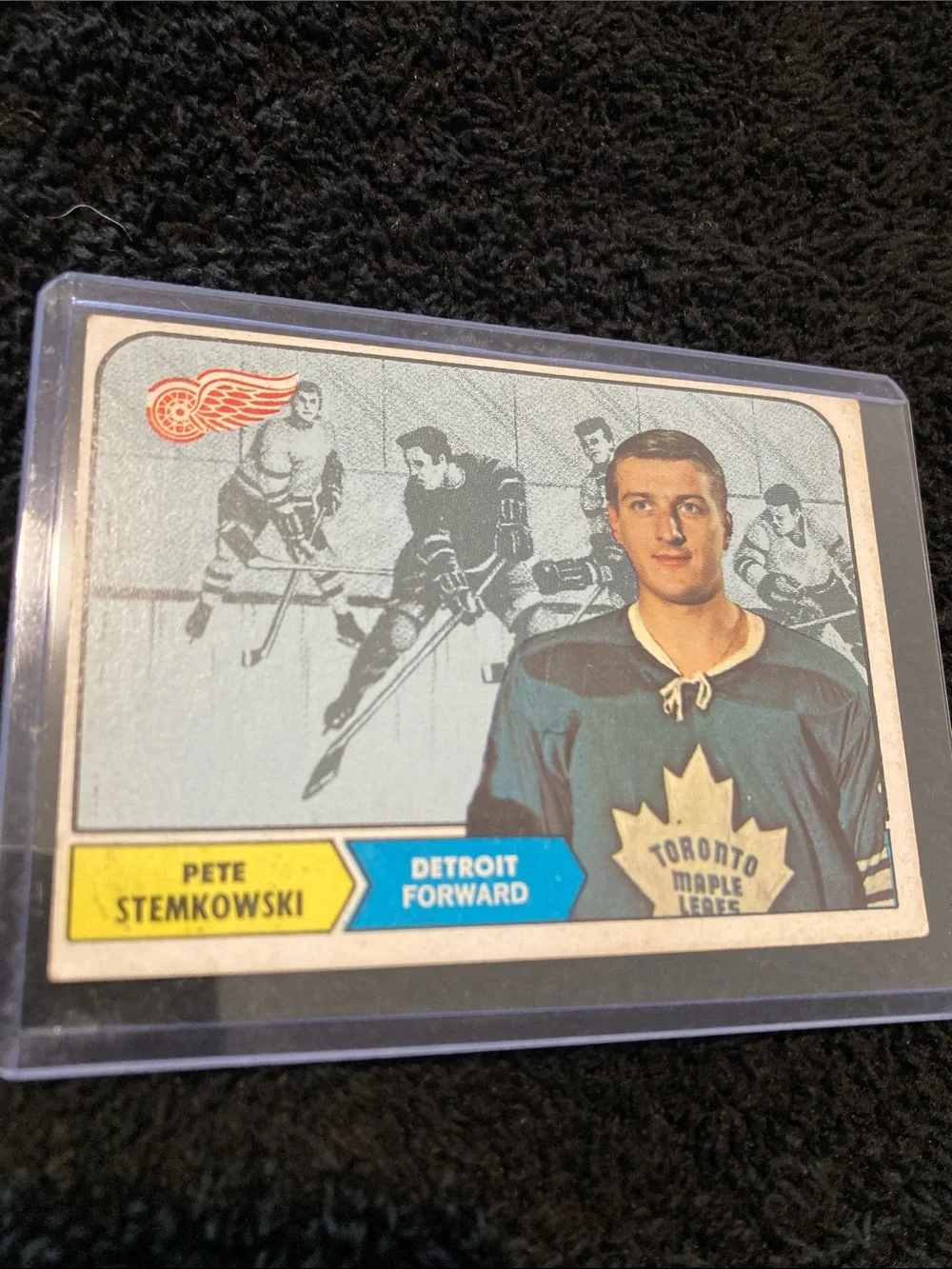 Vintage Hockey Card with Toronto Maple Leafs Logo - Blue and Cream